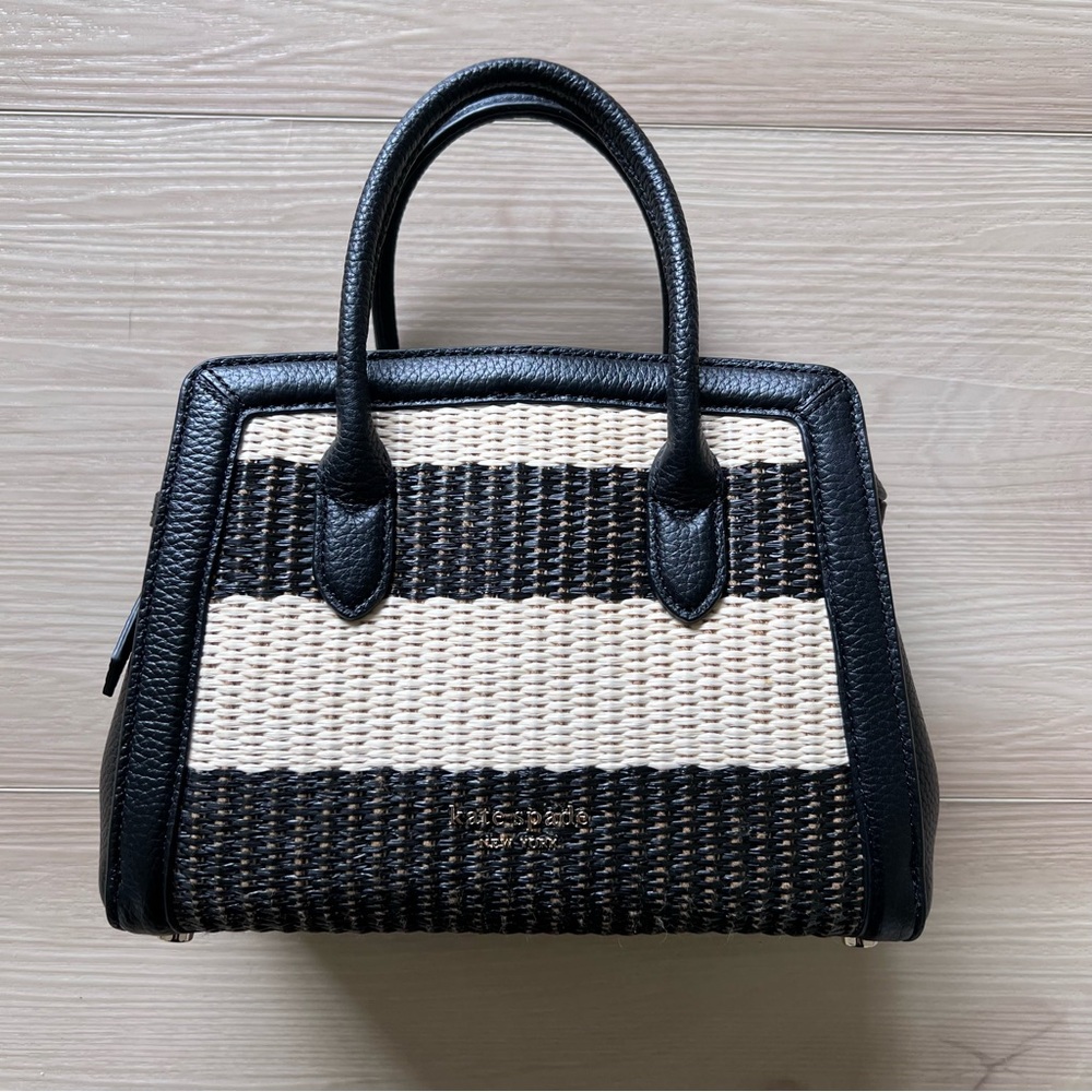 Kate Spade Knott Striped Straw Satchel